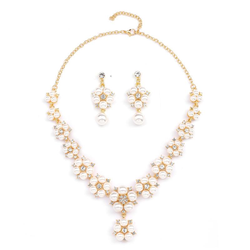 Cubic Zirconia Necklace Elegant Imitation Pearl Necklace Necklace Earring Set Formal Jewelry Accessories For Bridesmaids