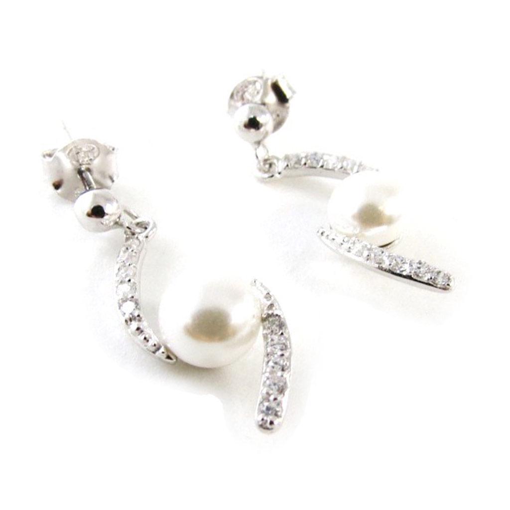 Les Trésors De Lily [I9852] - Серьги серебряные "Сисси" серебристо-белые (родиевое покрытие) - 25х10 мм