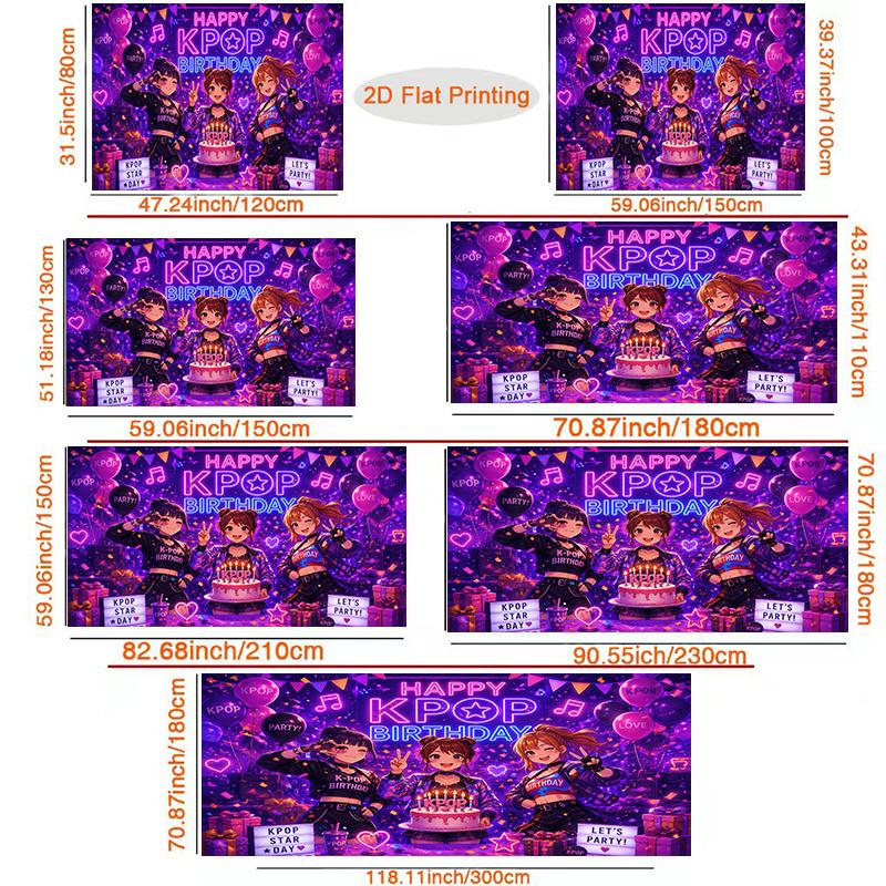2D Flat banner 1pc KPOPBirthday For Home Garden Studio Multi Purpose Backdrop Supplies Gift Wall Decorative Banner
