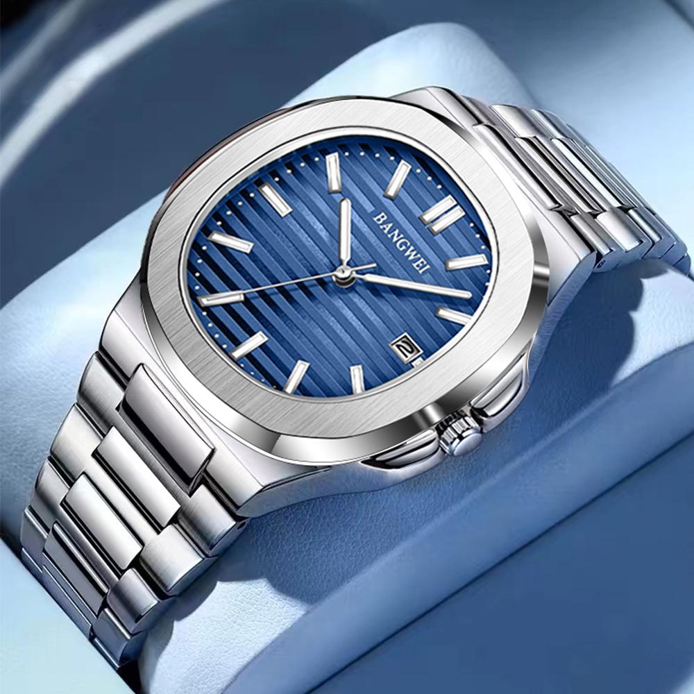 2024 Новые роскошные мужские кварцевые часы 30M Водонепроницаемые автоматические часы с датой из нержавеющей стали Спортивные часы для мужчин Часы