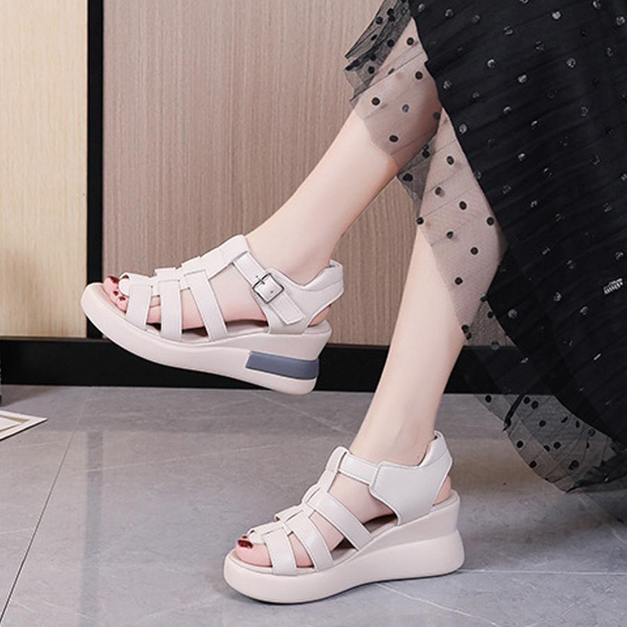 Новые женские сандалии, повседневные римские сандалии с открытым носком на толстой подошве, удобная женская обувь