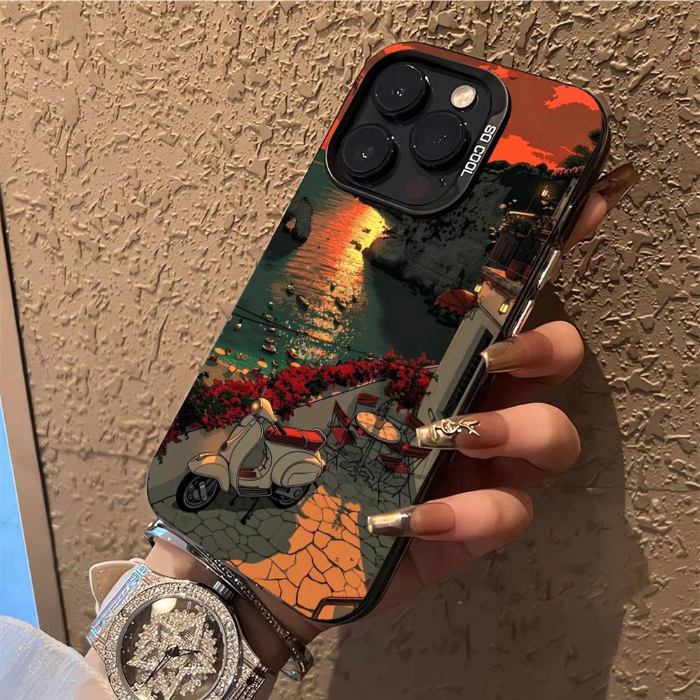 Sunset Scenery Phone Case For iPhone 17,16,15,14,13,12,X,8,Pro,Max,Plus,E,SE4,Air,Mini IMD Matte Black