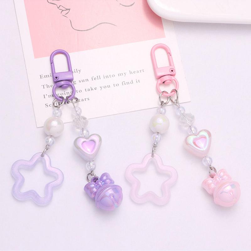 Hollow Pentagram Y2K Star Keychain Bell Pendant Cute Charm Key Ring Handbag Lanyard Accessories Car Hanging Trinket Key Holder