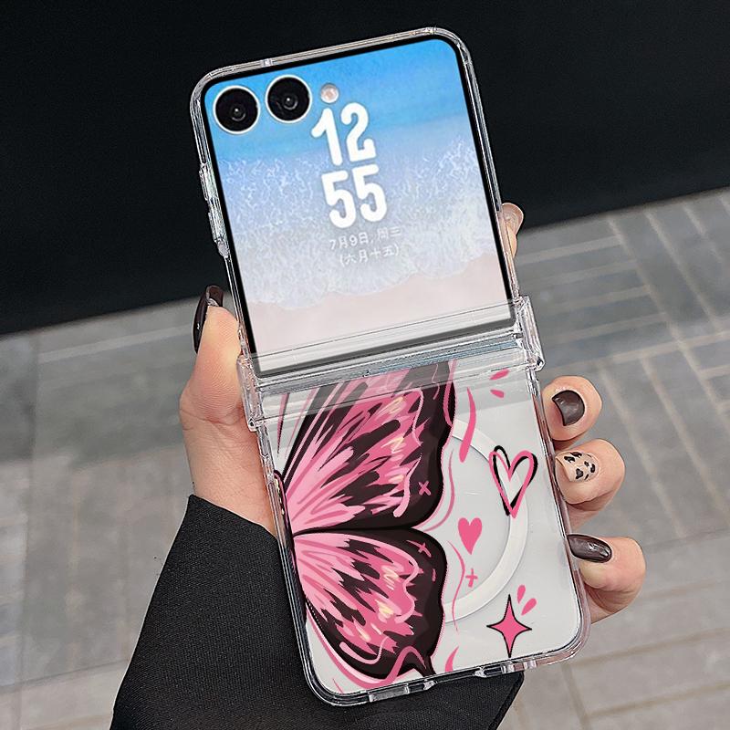 Красочный чехол-бабочка для Samsung Galaxy Z Flip 8 7 FE 6 5 4 Flip7 Flip6 Flip8 Магнитный с шарниром для Magsafe Жесткая складная крышка телефона