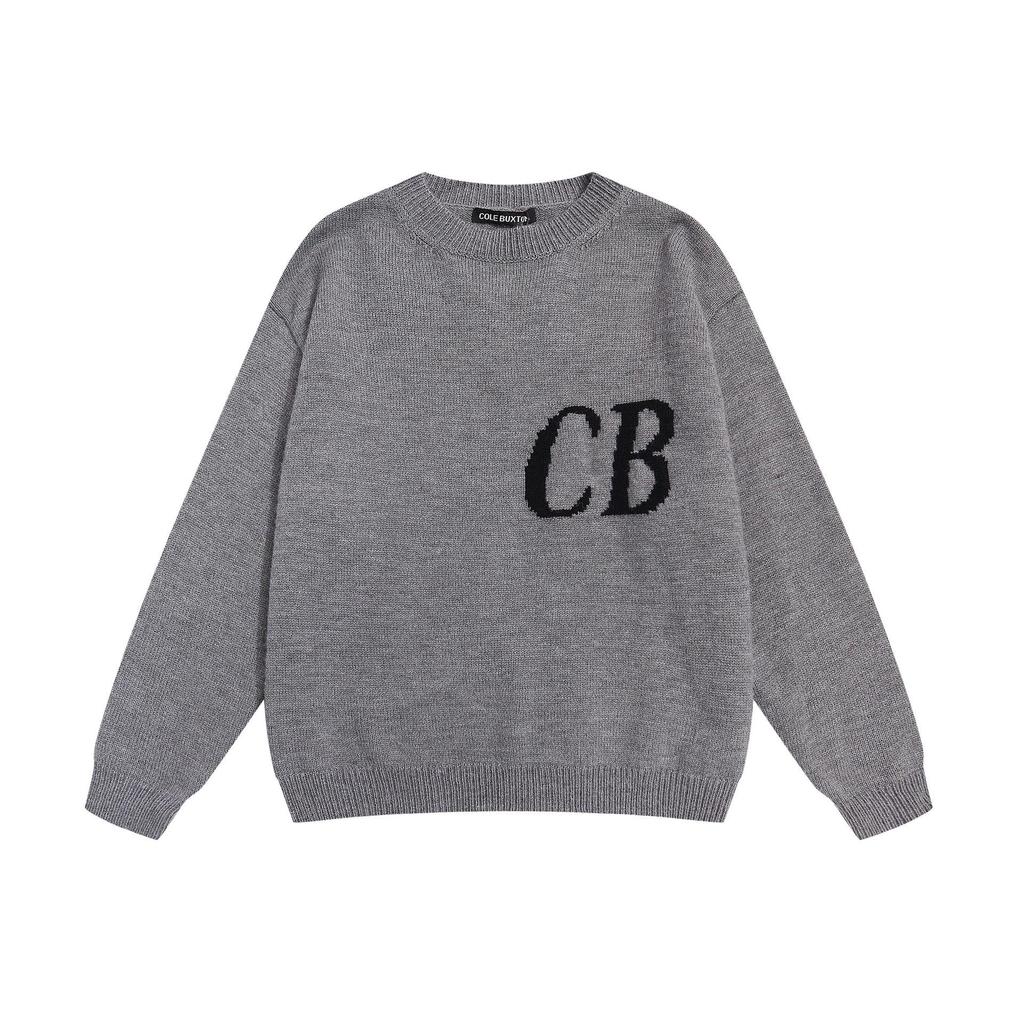Унисекс Минималистичная Худи Cole Buxton с Жаккардовым Узором из Ниток с Буквами CB - Осенне-Зимний Свободный Повседневный Пуловер