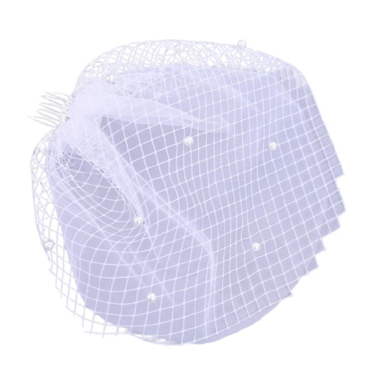 Lace Birdcage Veil Bridal Headdress With Pearls Decors Comfortable Headwear For Bride Photography And Wedding Receptions