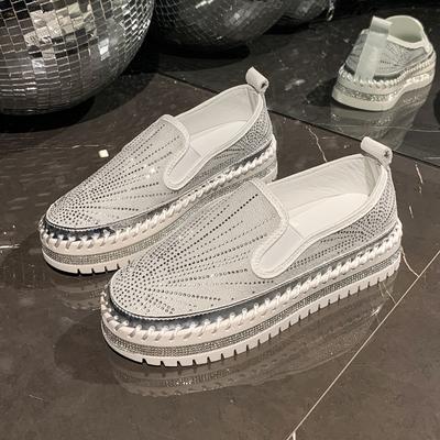 Мода 2025 Весна Туфли с одинарным ремешком из стразов Платформа Лоферы-пустячки Женские Повседневные Универсальные Кроссовки