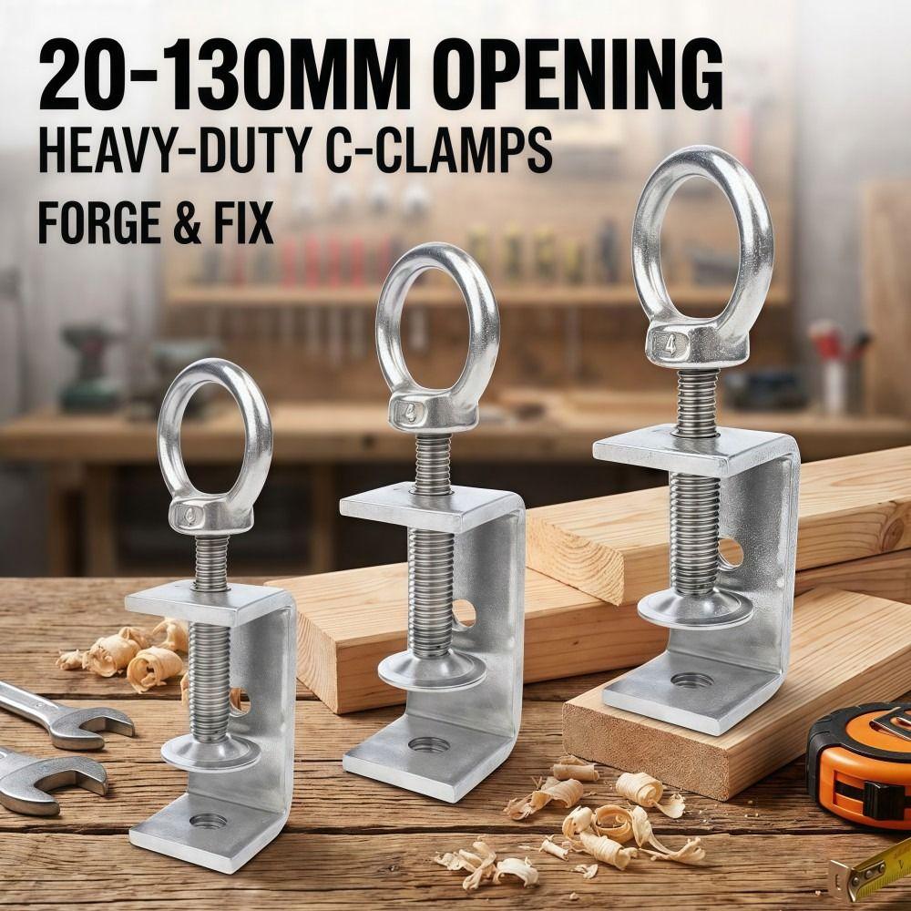1pc 304 Stainless Steel Square Clamp Pull Ring Fixed Holder Clip C-clamp Hardware Fasteners