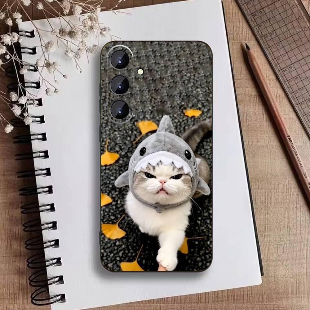 Забавный Милый Кот Чехол Для Телефона Для Samsung Galaxy A73,A21s,A22,A31,A52,A53,A71,A41 Мягкий Черный Корпус