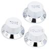 3Pcs Guitar Potentiometer Knob Cap Volume Tone Buttons Silver for Electric Guitars