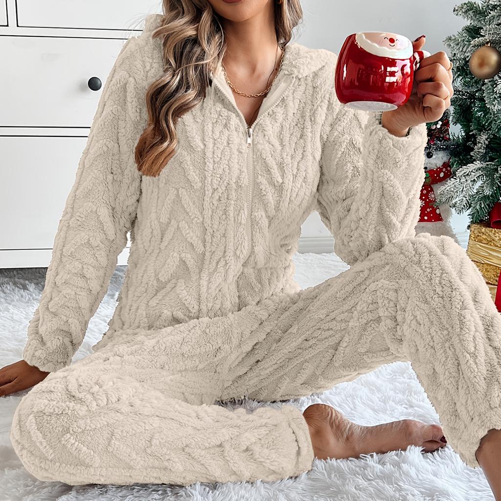 Женская мода однотонная домашняя одежда плюшевая удобная цельная пижама