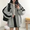 Autumn Solid Hoodie Harajuku Style Loose Sports Long Sleeved Sweatshirt Top Patchwork Women's Jacket Hoodies