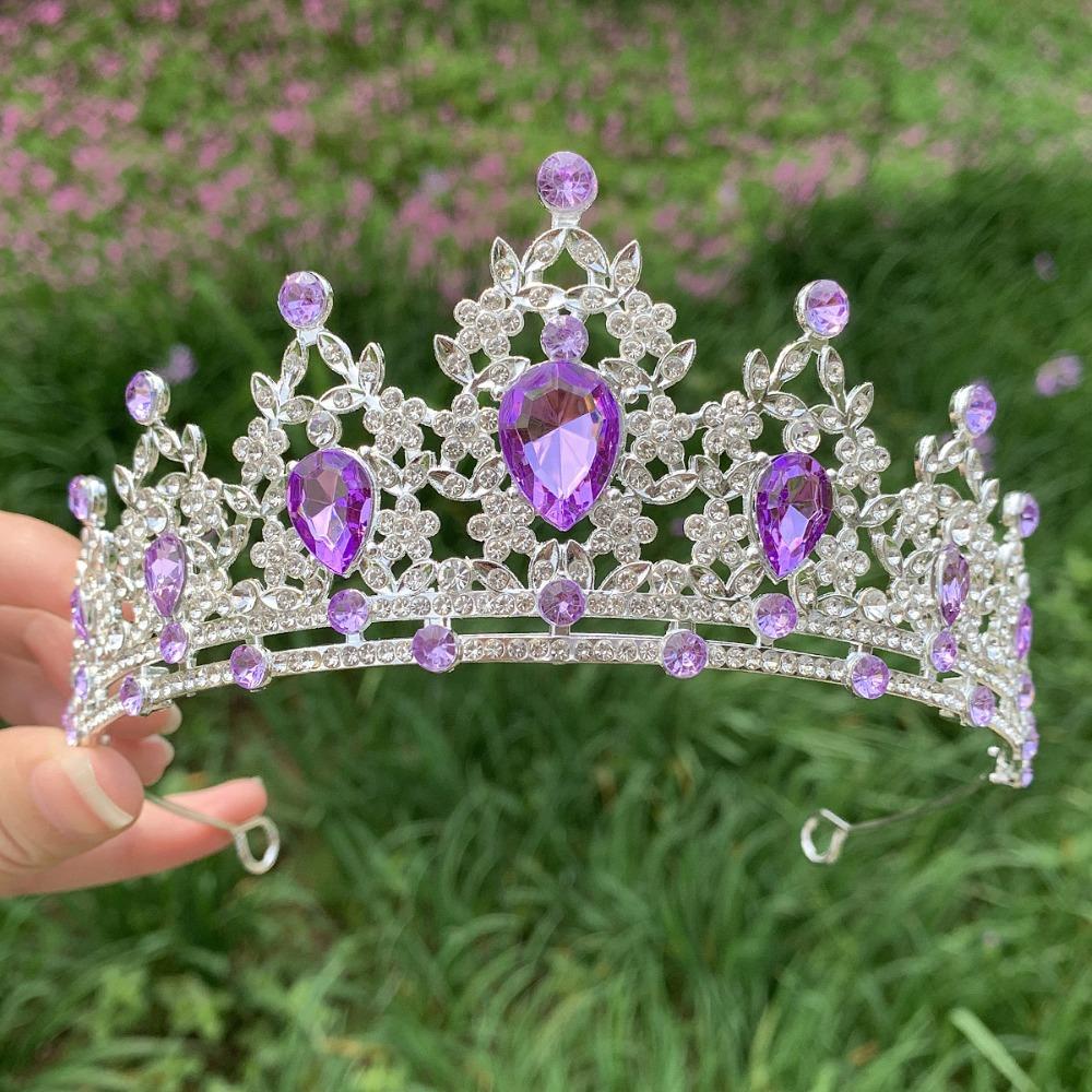 Shiny Baroque Crown Elegant Princess Rhinestone Crown Exquisite Bridal Tiara Women/Girls