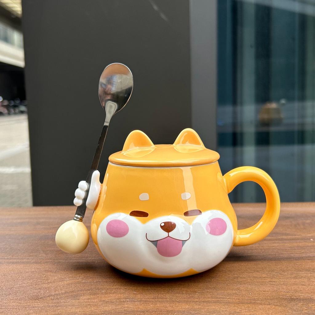 Сувенирная чашка Щенок Керамическая кружка с крышкой ложкой Подарок на день рождения Девочкам Практичный Сезон выпускных