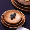 Деревянный поднос, круглый сервировочный поднос, ретро-тарелки из акации, поднос для фруктового салата, десерта, поднос для закусок, тарелка для еды, поднос для хранения тарелок