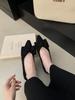 Flat Single Shoes Women's 2025 New Pointed Shoes Rubber Sole Bow Black Work Ladyshoes