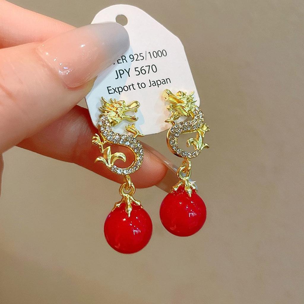 Уникальные серьги-аксессуары из сплава в год Дракона, изысканные серьги в форме дракона, аксессуар для повседневной носки, вечеринок, встреч