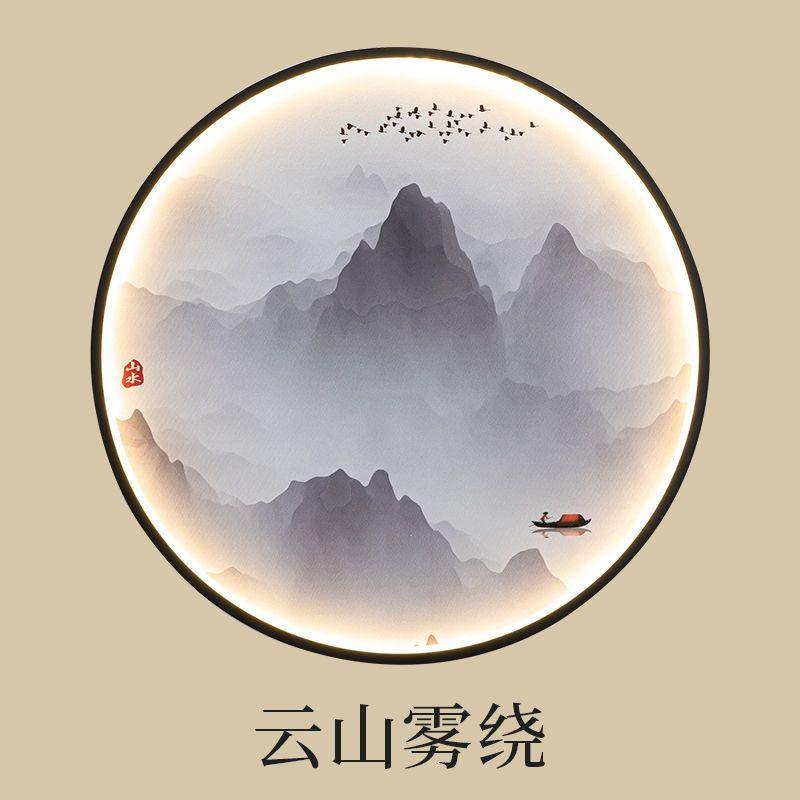 Настенный светильник в китайском стиле для гостиной, украшение со светом, хрустальная фарфоровая фреска, домашний декор, круглый светильник Zen Free Wiring Porch Light