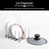 Органайзер для кухонных принадлежностей из нержавеющей стали, держатель для тарелок и крышек для кастрюль, расширяемый, 4-секционный, регулируемый, с присосками