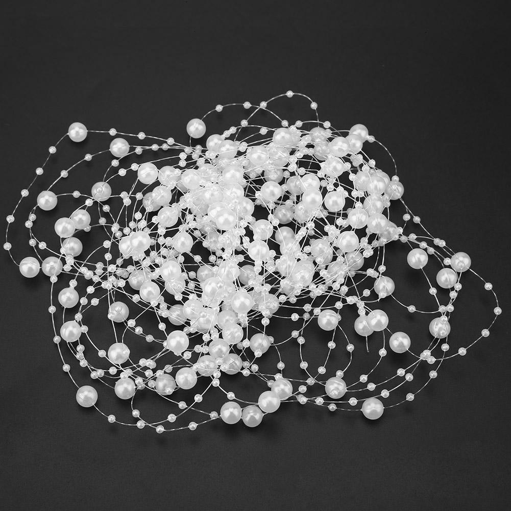 10M Fishing Thread Artificial Pearls Beads Chain DIY Wedding Party Decoration (white)
