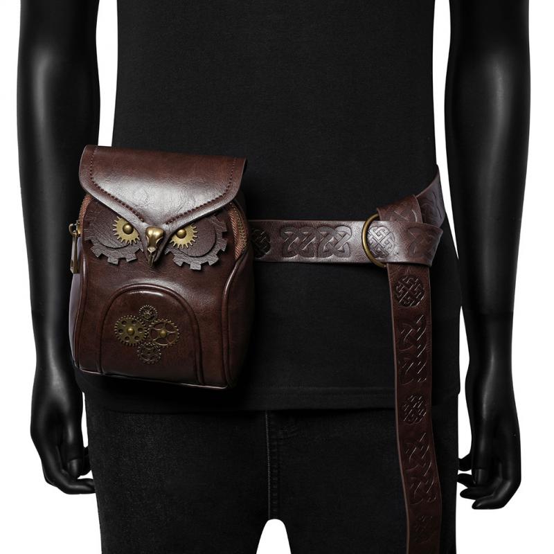 Medieval Retro Owl Design Women's Shoulder Crossbody Bag Vertical Square Small Bag Magnetic Closure Daily Outfit PU Shoulder Bag