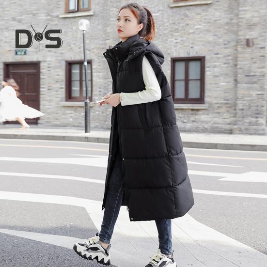 Зимний женский жилет, утолщенный, с застежкой-молнией, с капюшоном, свободный крой, регулируемая талия с поясом, без рукавов, однотонный, ветрозащитный, сохраняющий тепло