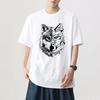 Classic Trendy Brand Style Geometric Wolfhead Print Tshirt for Children and Adults Made of Pure Cotton with a Round Collar