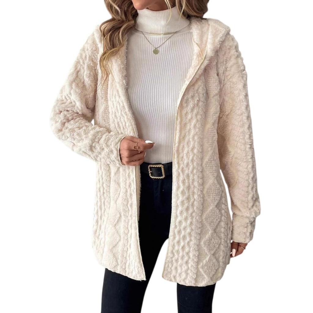 Womens Winter Coats Warm Plush Jackets Open Front Long Sleeve Cardigan Trendy Fuzzy Outerwear