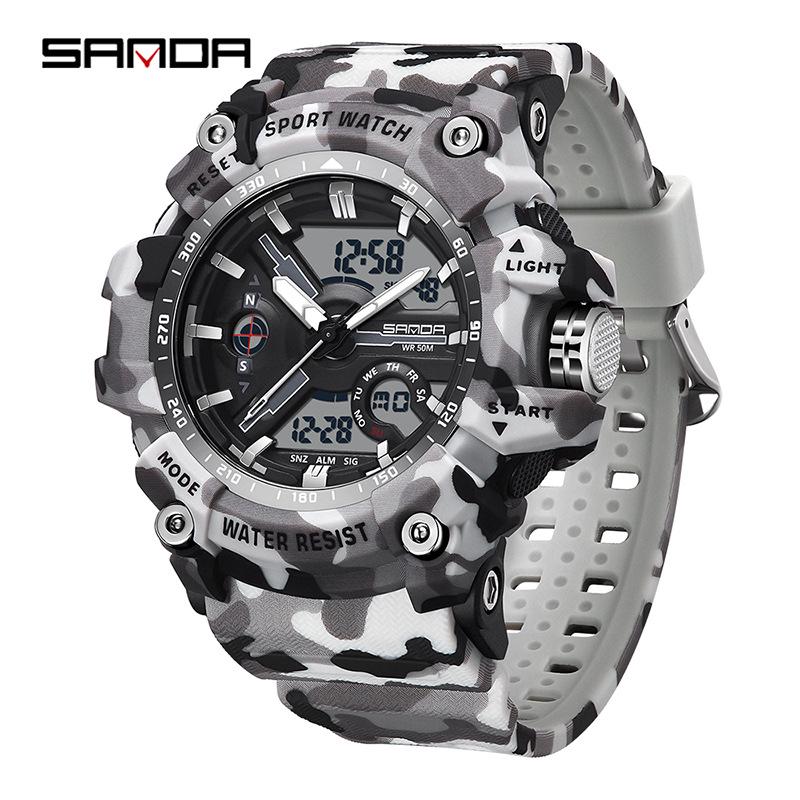 Sanda Молодежная Мода Светящиеся Водонепроницаемые Ударопрочные Будильник Мужские Часы