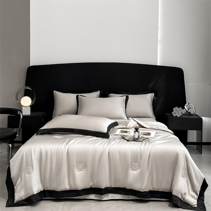 100% мытое шелковое одеяло для лета, гладкое покрывало с вышивкой и ледяным охлаждением, шелковистое одеяло для кроватей, роскошное летнее одеяло для кровати