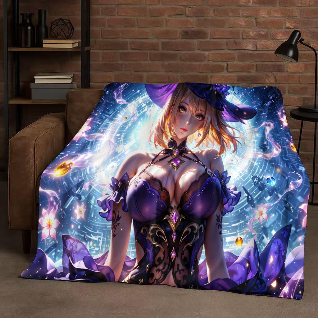 2026 New Sexy Bikini Girls Cartoon Anime Characters Flannel Blanket,Soft Plush Throw for Home Bedroom Bed Sofa Cover Trave Gift