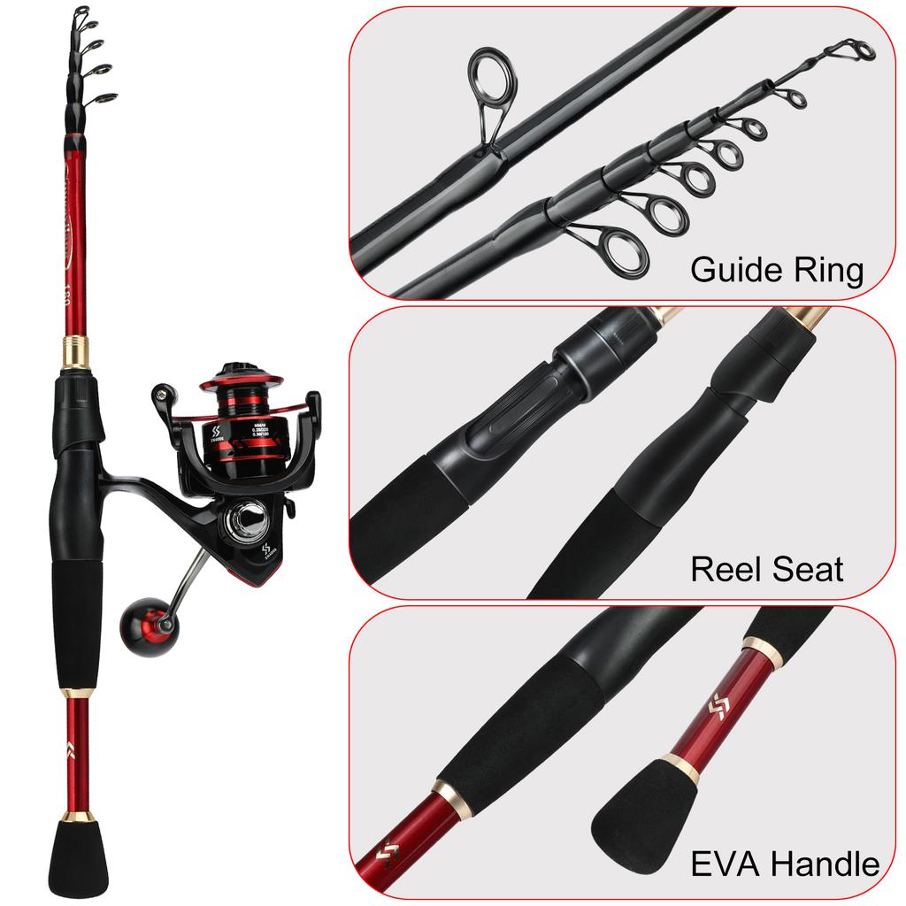 Telescopic Fishing Rod 5.0:1 Speed Metal Spool Fishing Reel Bass Freshwater Saltwater Outdoor Travel Fishing Tackle Rod Combo