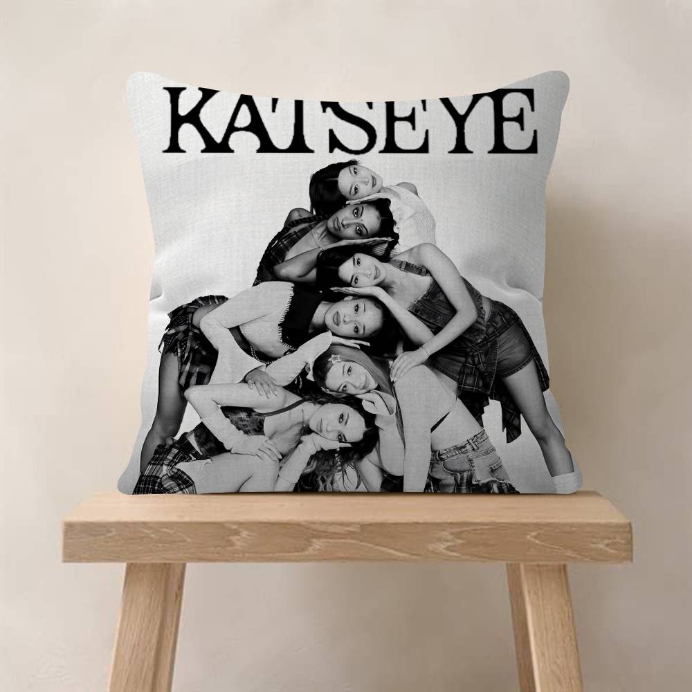 Kpop Hot Girl KKATSEYE Pillow Cover for Bedroom Room and Living Room Sofa Decorative Cushion Cover