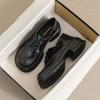 Weiwei Girl 23-2 Platform Loafers Women's Spring and Autumn Lace-up Single Shoes Thick Heel Retro British Style Small Leather Shoes Women