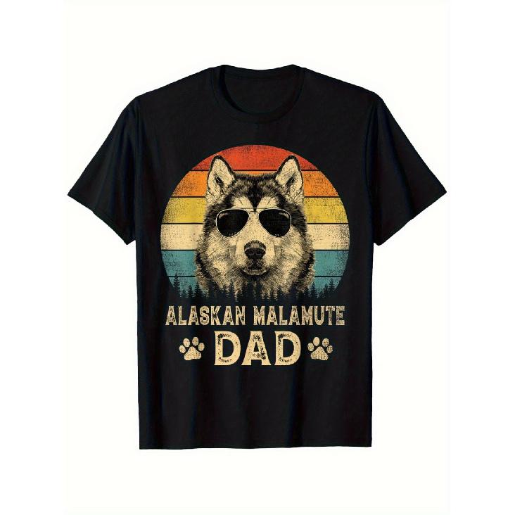 Retro T-Shirt for Dads Who Love Alaskan Malamutes on Father'S Day