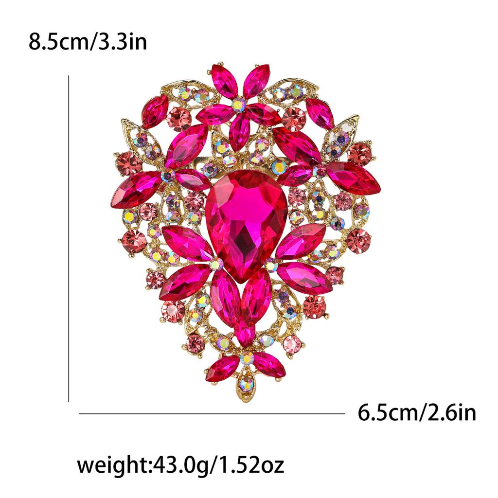 Fashion Exquisite Alloy Large Rhinestone Glass Brooch Exaggerated Temperament Women'S Clothing Corsage Jewelry Pin
