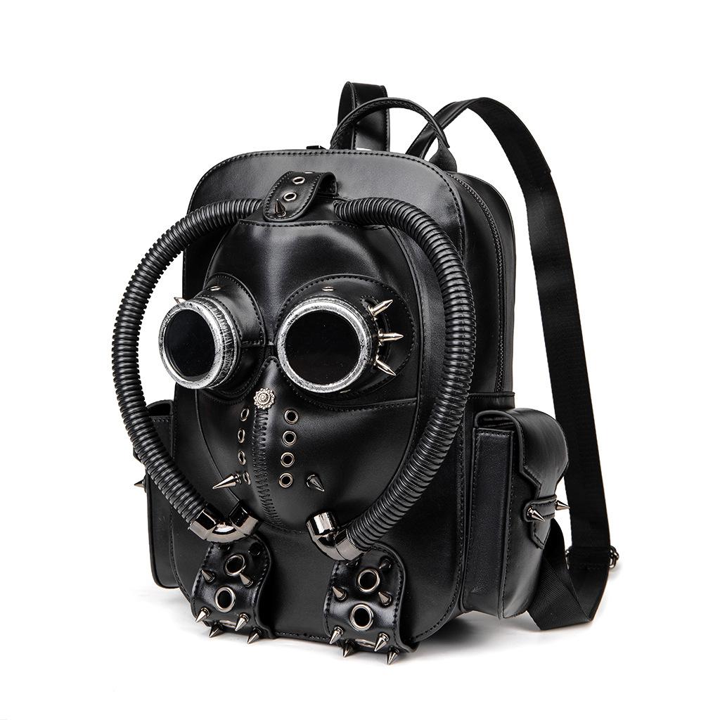 Halloween Gothic Ladies Backpack, Medieval Plague-Themed Skull Head Creative Schoolbag