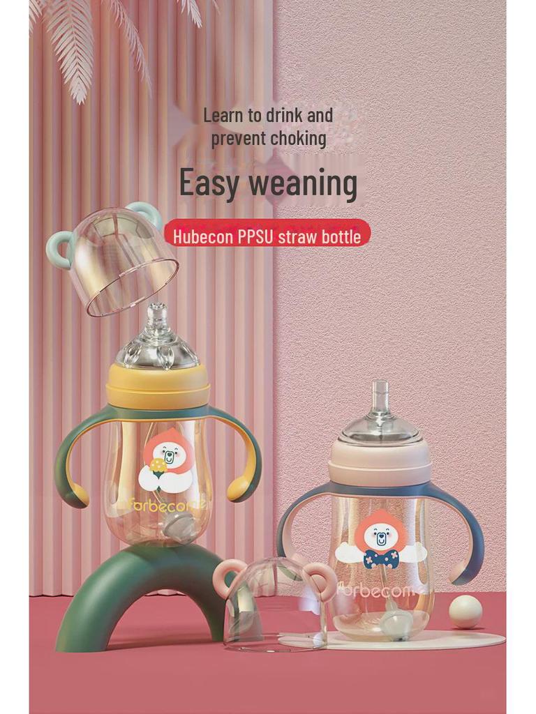 Бутылочка для кормления из полипропилена с широким горлом, антиколиковая, устойчивая к падениям, силикон с трубочкой