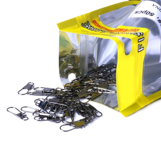 50 шт. быстродействующий поворотный шарнир с защелкивающимся подшипником, рыболовные снасти с соединителем и застежкой