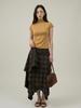 Ge Ming Women's Retro High-Waist Irregular Plaid Mid-Length Skirt for Spring, W442C