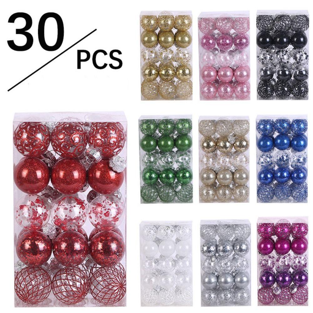 Plastic Christmas Tree Balls 6CM Xmas Baubles Fashion Christmas Ball Set Home