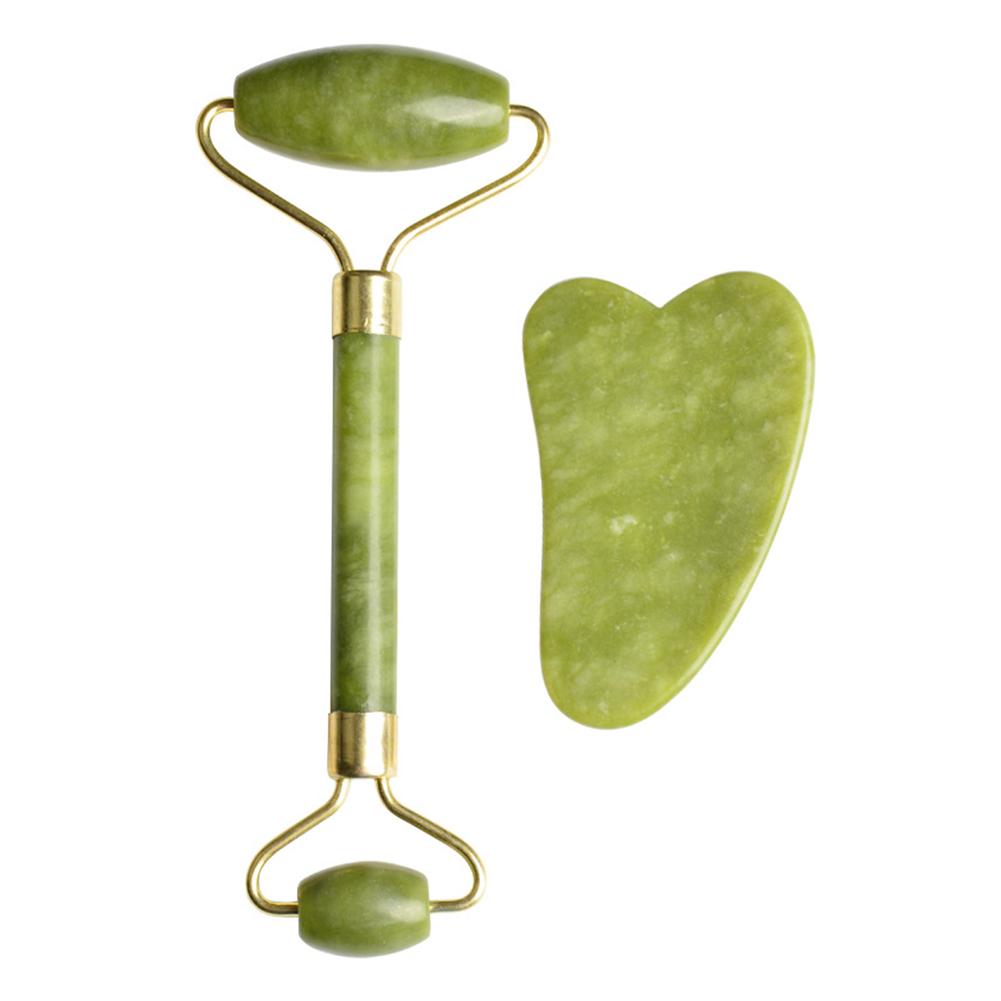 2pcs Jade Roller Gua Sha Set,Spa Grade Face Massager Tool for Reduces Puffiness,Facial Scraping Skin Care Tools for Face Neck