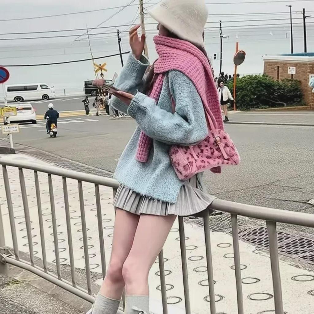 Новая плюшевая сумка через плечо с розовым леопардовым принтом 2024 года для женщин