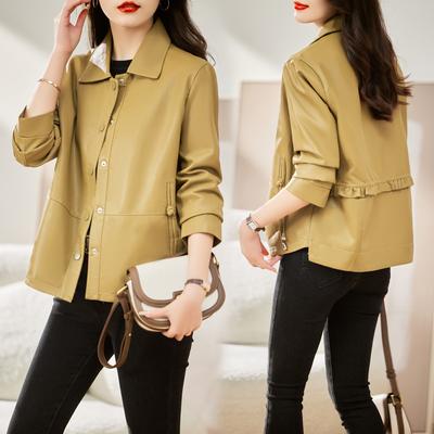 Новая куртка из натуральной овчины для женщин, куртка из овчины с лацканами, короткая тонкая куртка в британском стиле для женщин