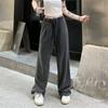 Повседневные брюки женские летние винтажные спортивные штаны с высокой талией серые широкие брюки с прямыми ногами