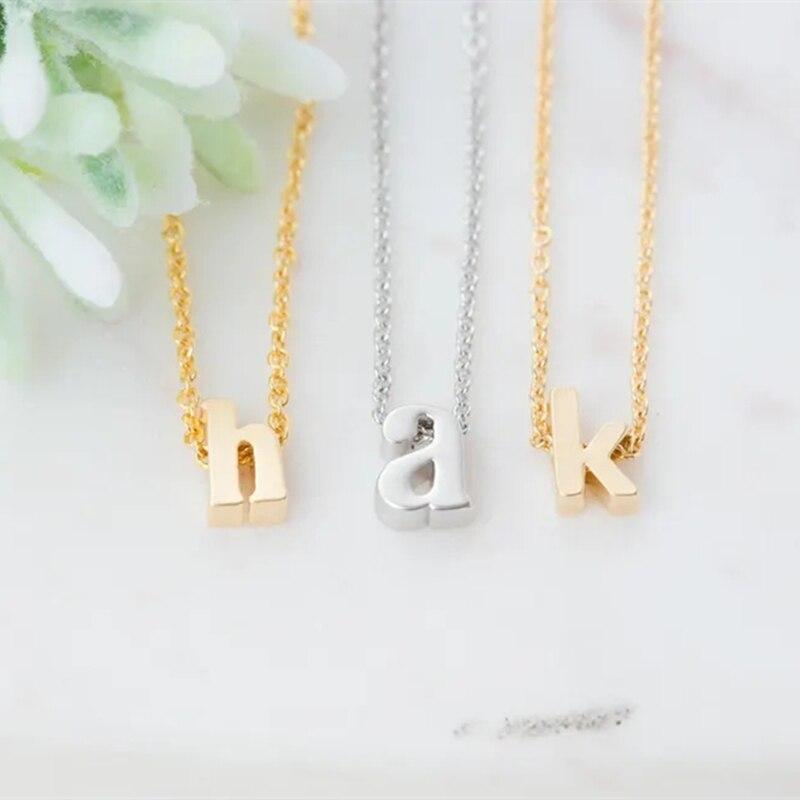 Kids Tiny Initial Alphabet Letter Necklace Custom 26 English A-Z Cursive Birthday Baby Name Necklace Letters Children