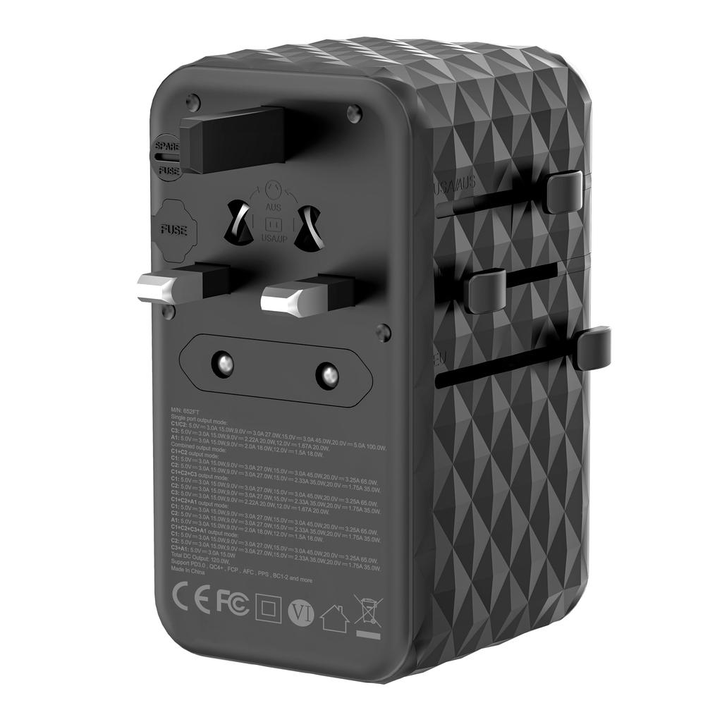 Адаптер DIREACH 4 порта 120 Вт GaN для путешествий по всему миру