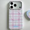Клетчатый Мишка Сердечко Яблоко Магнитный Чехол для Телефона 17 Pro Max для Лучших Подруг