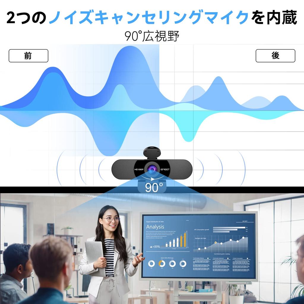 Веб-камера EMEET C960 со штативом Веб-камера HD1080P Широкоугольная компьютерная камера Микрофон Шумоподавление Простая ПК-камера USB-подключение Автоматическая подсветка