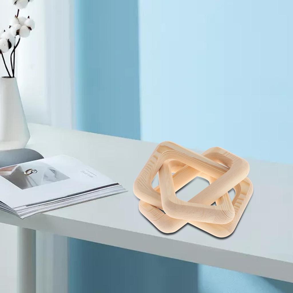 3 Link Wooden Chain Link Decor Rustic Wood Knot for Farmhouse Bedroom Table